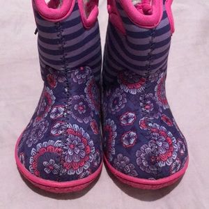 Baby Girl Purple Flowery Velcro Bogs Waterproof